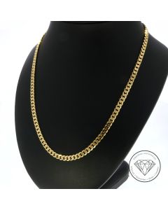 Massive Flachpanzer Kette 585 / 14 Kt Gelb Gold 50 cm
