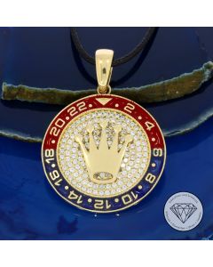 Krone-Anh&auml;nger "Pepsi" 585 / 14 Kt Gelb Gold