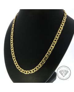 Original FBM Damen Doppel Flach Panzer Kette 585 / 14 Kt Gelb Gold 43,5 cm