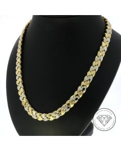 Damen Herzchen Panzer Variant Kette 585 / 14 Kt Gelb Wei&szlig; Gold 45 cm