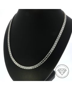Massive Glieder Kette 750 / 18 Kt Wei&szlig; Gold 42 cm