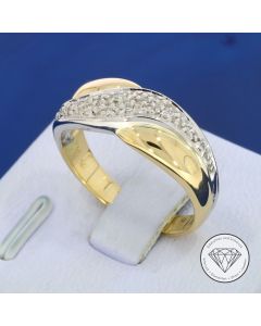 Diamant Ring 585 / 14 Kt Gelb Wei&szlig; Gold