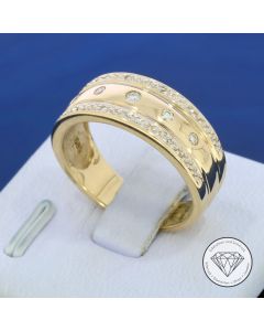 Diamant Brillant Ring 585 / 14 Kt Gelb Wei&szlig; Gold