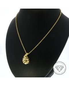 Anker Kette mit Spiral Tropfen Anh&auml;nger 585 / 14 Kt Gelb Gold 43 - 46 cm