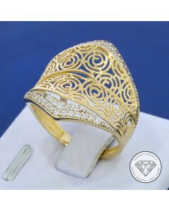 Damen Ring ornamental 585 / 14 Kt Gelb Wei&szlig; Gold
