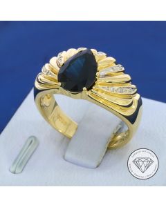 Diamant Saphir Ring 750 / 18 Kt Gold Handarbeit