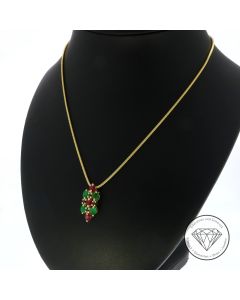 Original FBM Schlangenkette +Edelstein Anh&auml;nger 585 / 14 Kt Gelb Gold 50 cm
