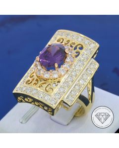 Amethyst Alhambra Ring 585 / 14 Kt Gelb Ros&eacute; Wei&szlig; Gold