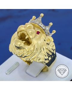 L&ouml;we Lion King Ring 585 / 14 Kt Gelb Wei&szlig; Gold