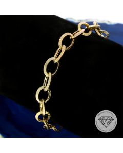 Greco Damen Armband 750 / 18 Kt Gelb Ros&eacute; Wei&szlig; Gold 18 cm