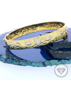 Armreif floral 585 / 14 Kt Gelbgold & Wei&szlig;gold 20 cm