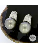 Tahiti Perlen Brillant Ohrstecker 750 / 18 Kt Gold