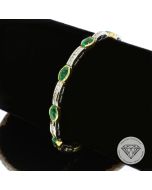 Brillant Smaragd Armband 750 / 18 Kt Gelb Weiß Gold
