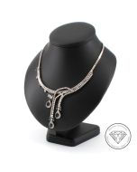 Brillant Diamant Saphir Collier 750 / 18 Kt Weiß Gold