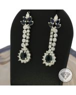 Brillant Diamant Saphir Ohrschmuck 750 / 18 Kt Weiß Gold
