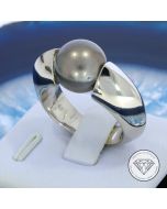 Massiver Tahiti Perlen Ring 750 / 18 Kt Weiß Gold