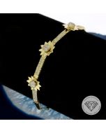 Damen Armband floral 585 / 14 Kt Gelb Weiß Gold 17,5 cm