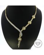 Collier Kette floral 585 / 14 Kt Gelb Weiß Gold 47 cm
