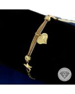 Herz Stern Damen Armband 585 / 14 KT Gelb Rosé Weiß Gold 17 - 18,5 cm